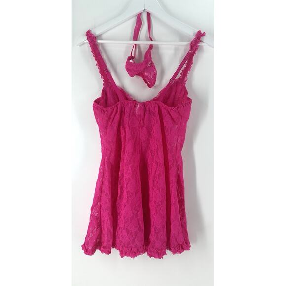 Seductive Wear Cinema Etoile Babydoll Underwire Unlined Pink Lace Sz M BB24 - Picture 2 of 10